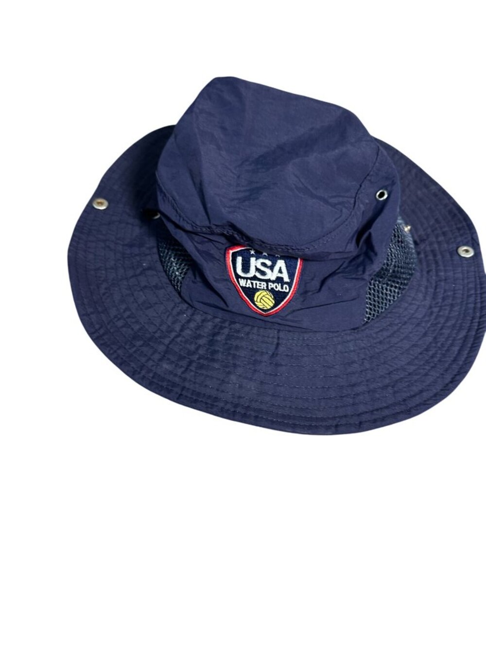 USA Water Polo Apollo USA Navy Boonie Bucket Sun Hat Wide Brim Mesh Outdoor